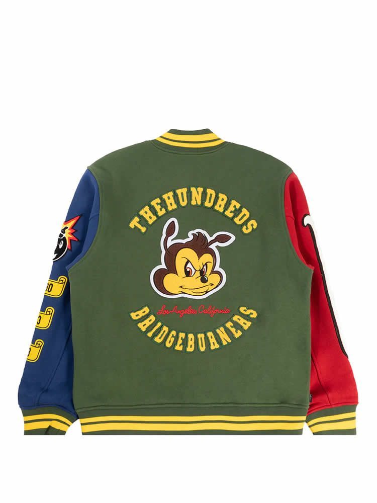 THE HUNDREDS Replay Letterman Jacket FOREST GREEN