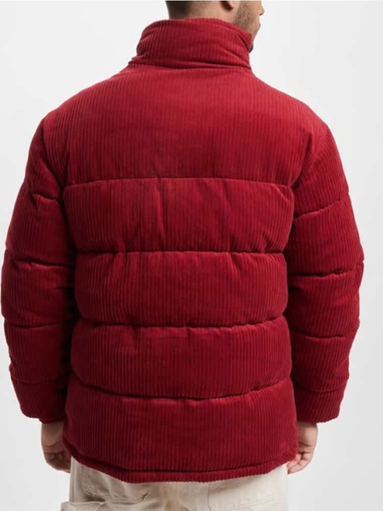 KARL KANI RETRO CORDUROY PUFFER JACKET DARK RED