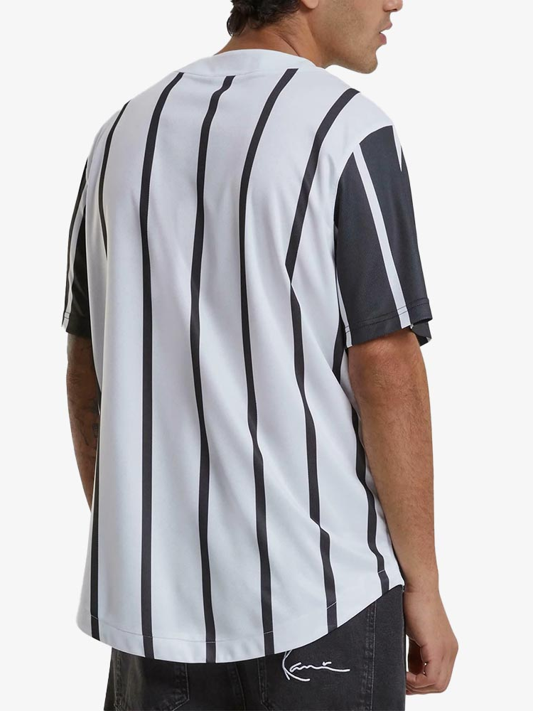 KARL KANI SERIF STRIPED BLOCK BASEBALL SHIRT WHITE/BLACK