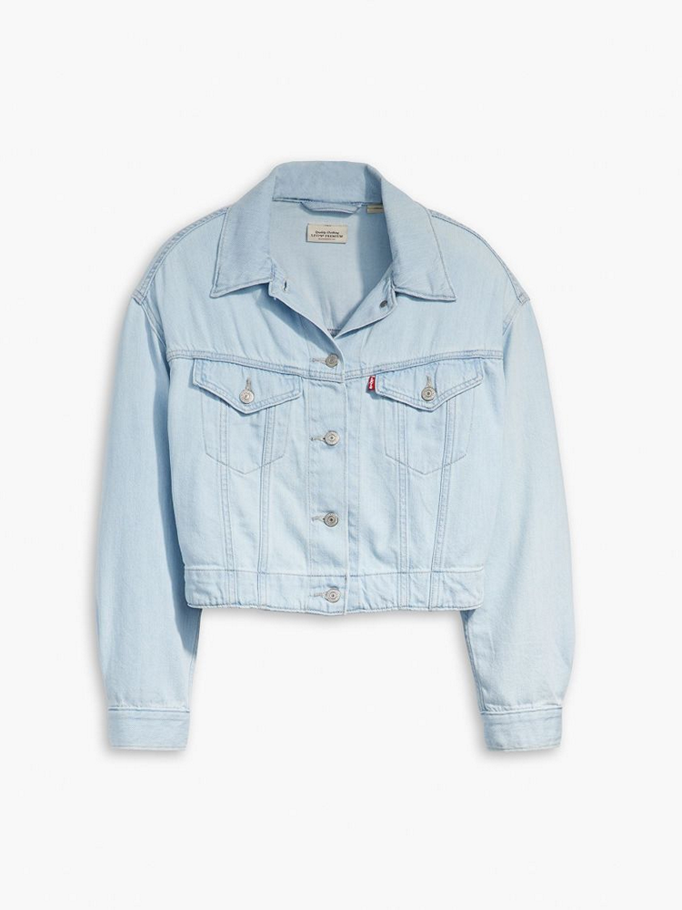 LEVIS FEATHERWEIGHT TRUCKER MED INDIGO - WORN IN