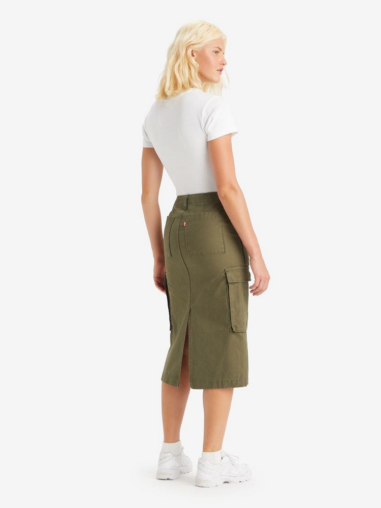 LEVIS CARGO MIDI SKIRT GREENS