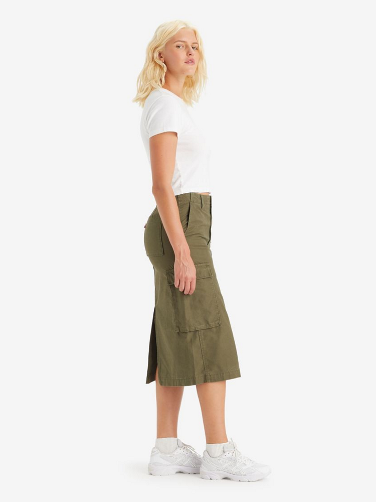 LEVIS CARGO MIDI SKIRT GREENS