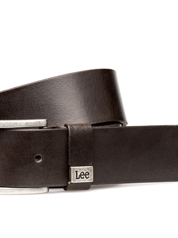 LEE SMALL LOGO BELT DARK BROWN