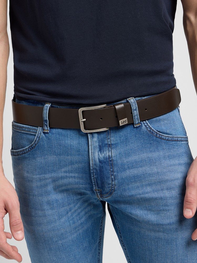 LEE SMALL LOGO BELT DARK BROWN