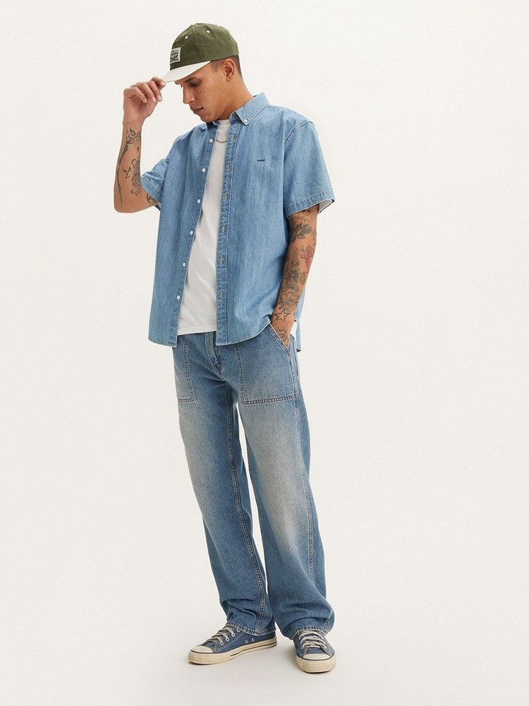 LEVI'S 555 RELAXED STRT UTILITY MED INDIGO - WORN IN