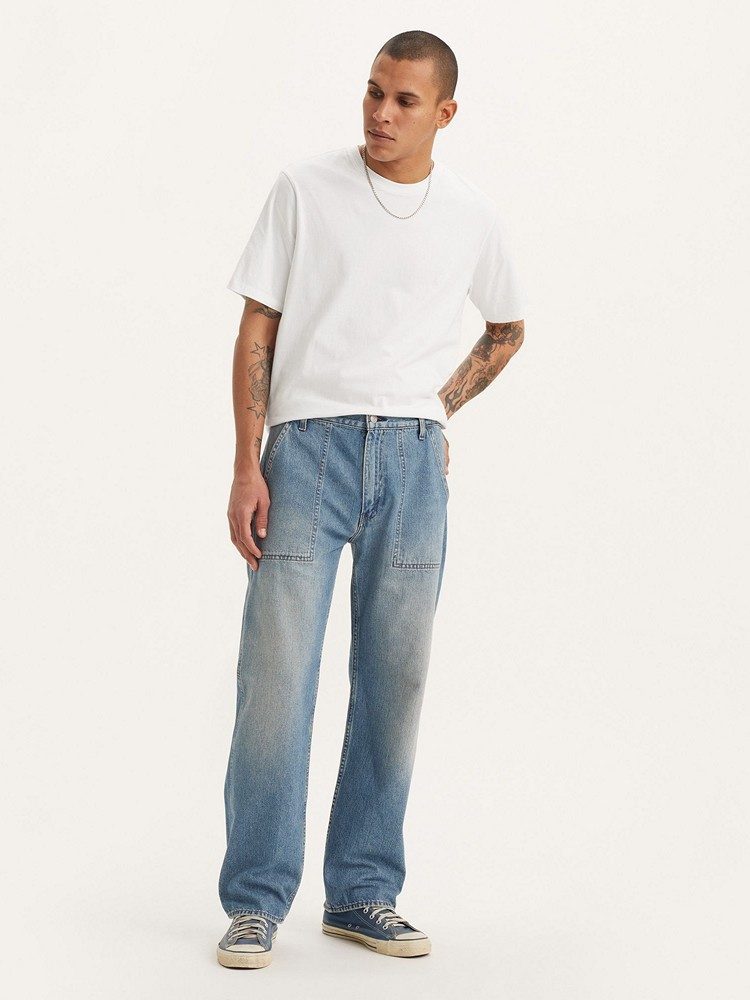 LEVI'S 555 RELAXED STRT UTILITY MED INDIGO - WORN IN