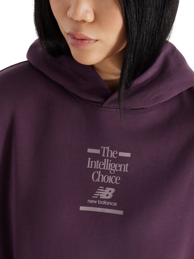 NEW BALANCE  ΜΠΛΟΥΖΑ ATHLETICS FRENCH TERRY OVERSIZED CHOICE HOODIE PLUM BROWN