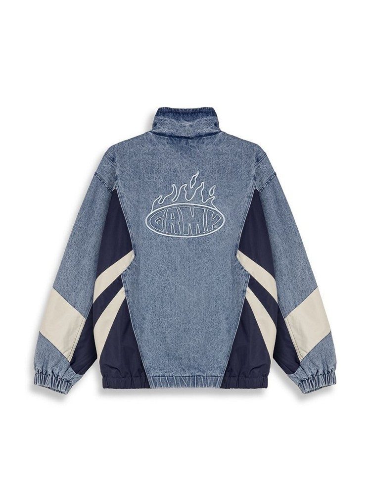 GRIMEY SCRATCHING MEMORIES DENIM TRACK JACKET WASHED BLUE