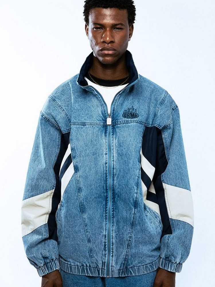 GRIMEY SCRATCHING MEMORIES DENIM TRACK JACKET WASHED BLUE