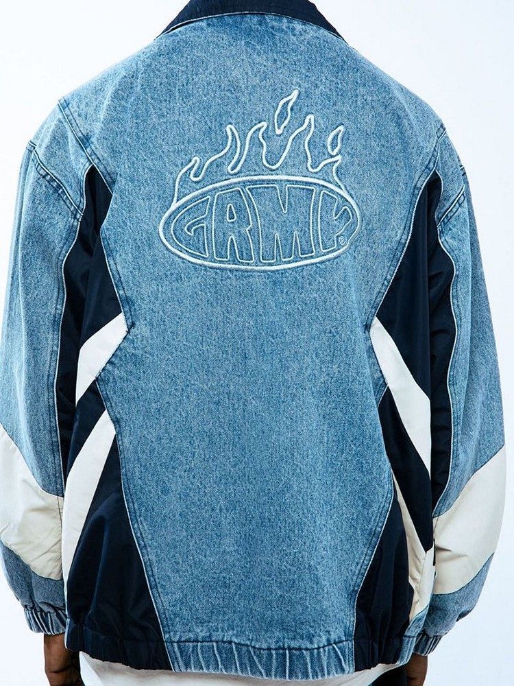 GRIMEY SCRATCHING MEMORIES DENIM TRACK JACKET WASHED BLUE