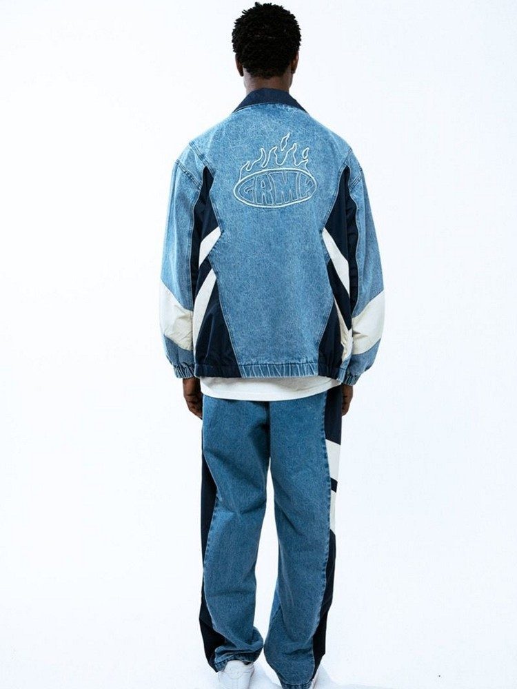 GRIMEY SCRATCHING MEMORIES DENIM TRACK JACKET WASHED BLUE