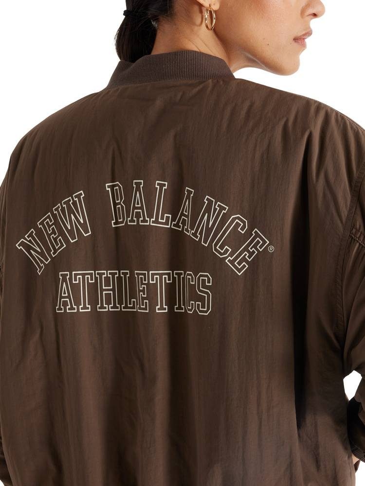 NEW BALANCE GRAPHIC WOVEN BOMBER JACKET DARK MUSHROOM