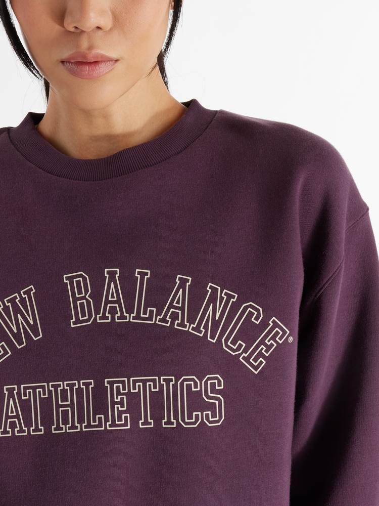 NEW BALANCE GRAPHIC FLEECE CREW PLUM BROWN