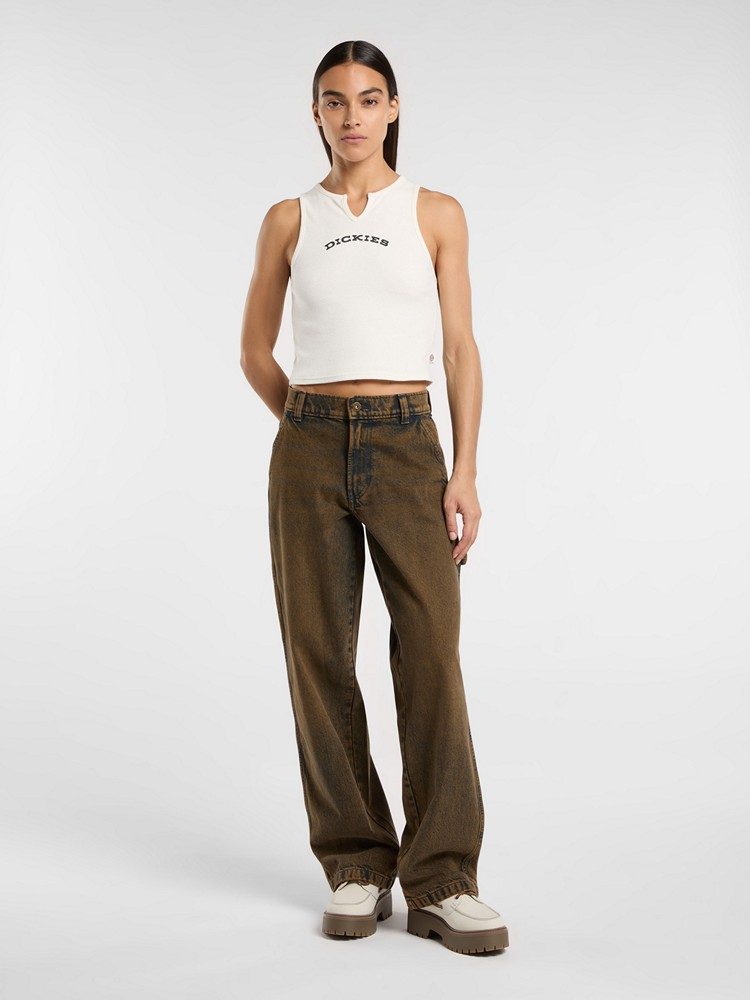 DICKIES V NECK TOP W EGRET