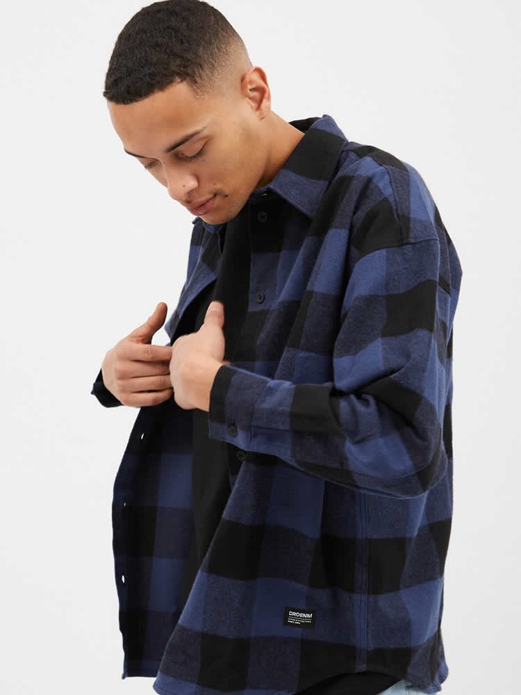 DR DENIM FRANK SHIRT BLUE INDIGO CHECK