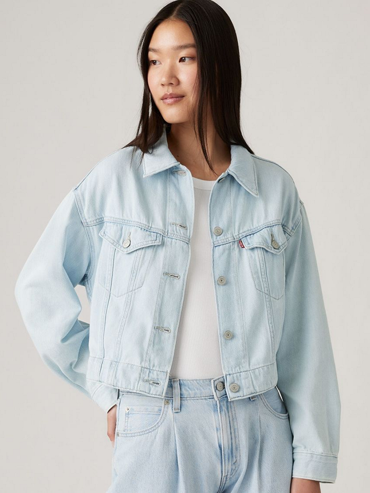 LEVIS FEATHERWEIGHT TRUCKER MED INDIGO - WORN IN