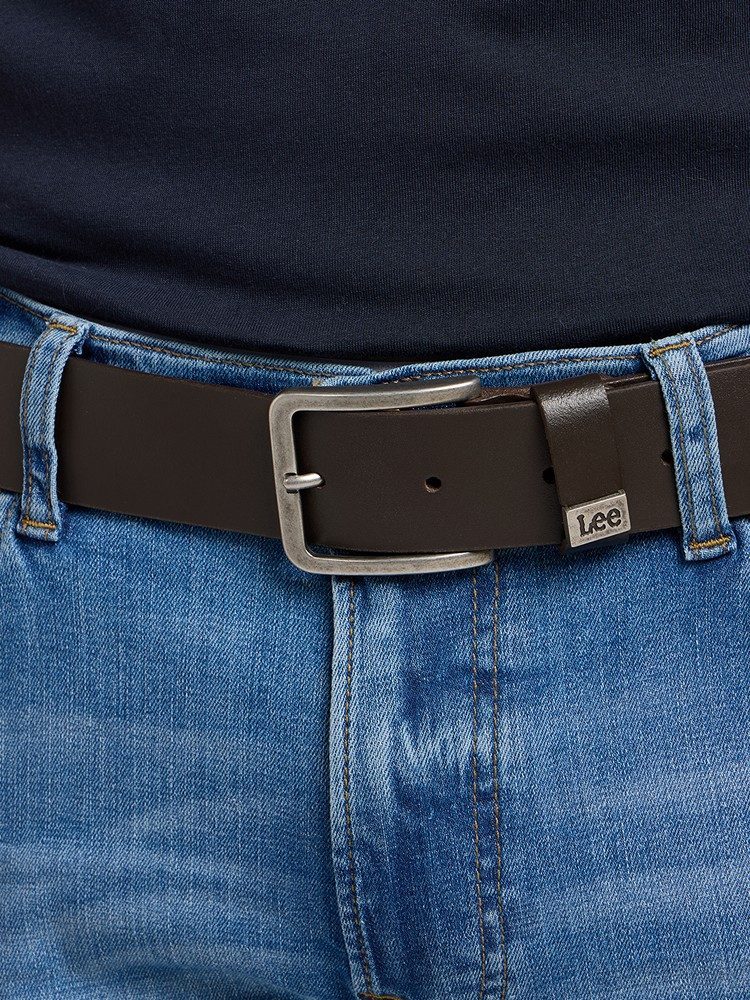 LEE SMALL LOGO BELT DARK BROWN