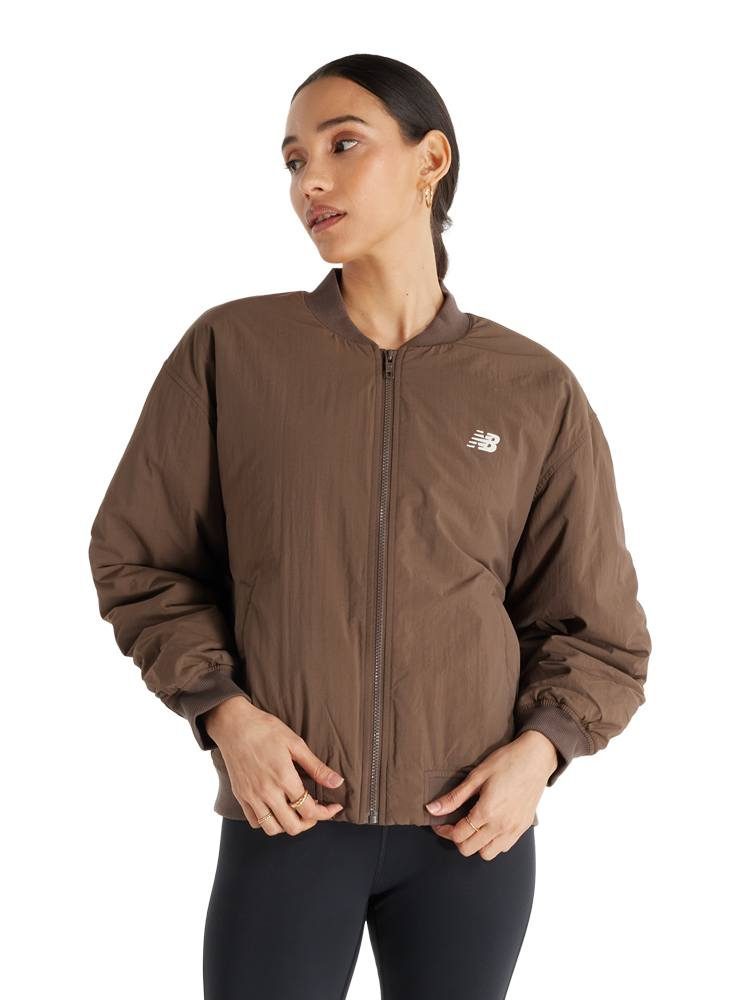 NEW BALANCE GRAPHIC WOVEN BOMBER JACKET DARK MUSHROOM