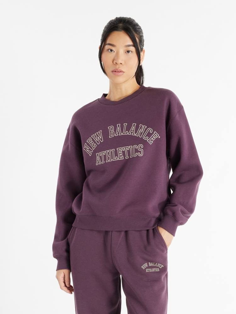 NEW BALANCE GRAPHIC FLEECE CREW PLUM BROWN