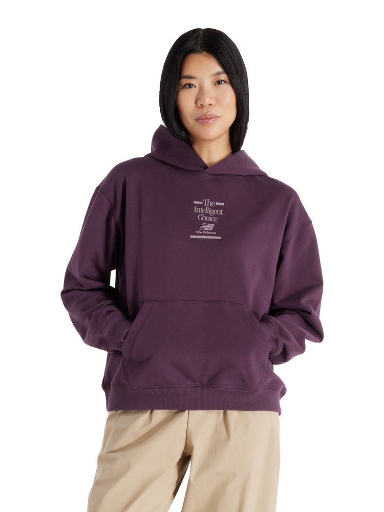 NEW BALANCE  ΜΠΛΟΥΖΑ ATHLETICS FRENCH TERRY OVERSIZED CHOICE HOODIE PLUM BROWN