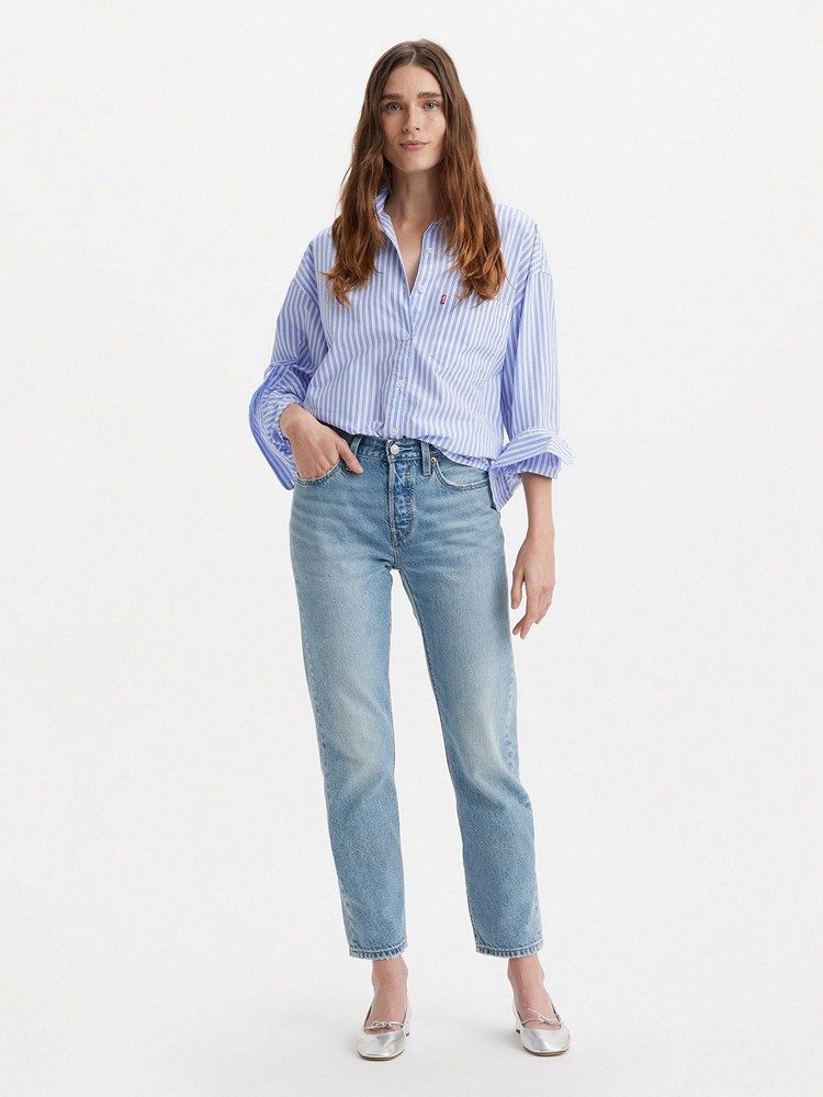 LEVI'S 501® CROP LIGHTWEIGHT MED INDIGO - WORN IN