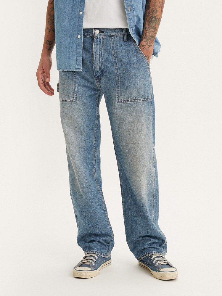 LEVI'S 555 RELAXED STRT UTILITY MED INDIGO - WORN IN