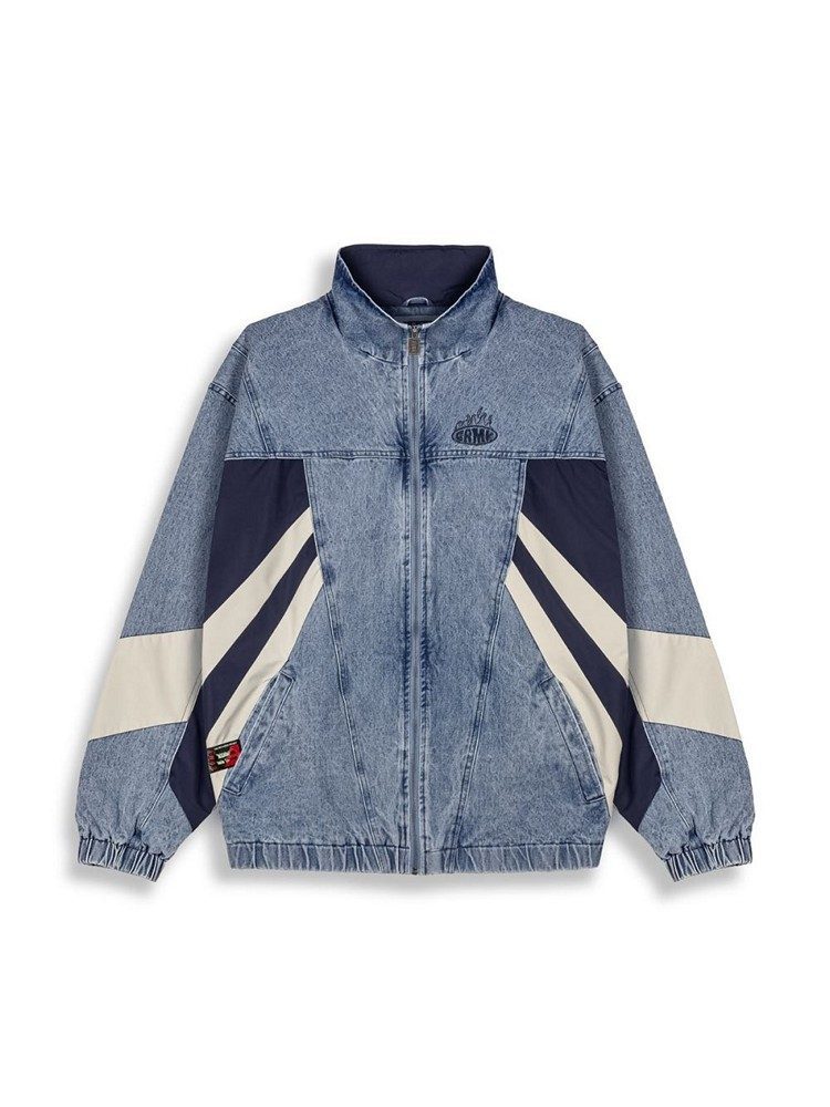 GRIMEY SCRATCHING MEMORIES DENIM TRACK JACKET WASHED BLUE