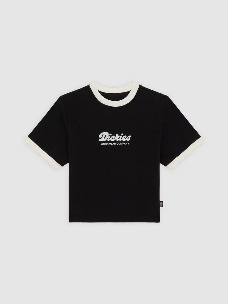 DICKIES LEWISTOWN RINGER SS TEE W BLACK