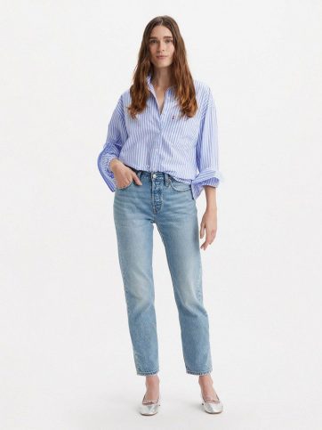 LEVIS LEVI'S 501® CROP LIGHTWEIGHT MED INDIGO - WORN IN